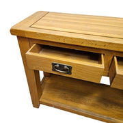 Timeless Honey-Toned Console Table with Lower Shelf