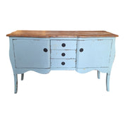 Charming Vintage-Style Sideboard with Distressed Mint Finish