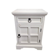 Rustic Farmhouse White Wooden Bedside Nightstand Cabinet