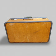 Travair Vintage Textured Canvas and Blue Leather Trim Suitcase