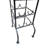 Wrought Iron Freestanding Wine Rack Tower with Wooden Top