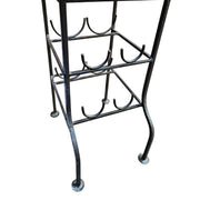 Wrought Iron Freestanding Wine Rack Tower with Wooden Top