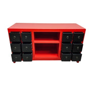 Striking Red and Black Orient-Inspired 12-Drawer Sideboard