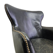 Classic English Library Studded Black Leather Armchair