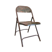 Authentic Distressed Metal Vintage Folding Chair
