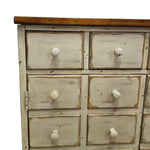 Vintage Apothecary-Style Cream Chest with Natural Wood Top