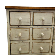 Vintage Apothecary-Style Cream Chest with Natural Wood Top