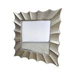 Contemporary Scalloped Champagne Silver Square Wall Mirror