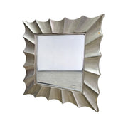 Contemporary Scalloped Champagne Silver Square Wall Mirror