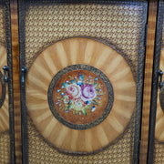 Ornate Italian Style Hand Painted Floral Inlay Wooden Sideboard Credenza