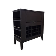Modern Black Wood Convertible Bar Cabinet with Wine Rack