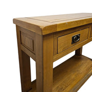 Timeless Honey-Toned Console Table with Lower Shelf