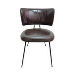 Marina Home Mid-Century Style Dark Brown Leather and Iron Accent Chair