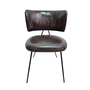 Marina Home Mid-Century Style Dark Brown Leather and Iron Accent Chair