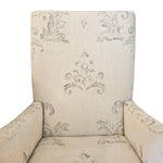 Graceful Baroque Pattern Cream Fabric Armchair with Tapered Timber Legs