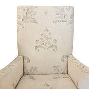 Graceful Baroque Pattern Cream Fabric Armchair with Tapered Timber Legs