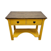 Sun-Kissed Industrial Entryway Console/Desk with Natural Wood Top