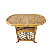 Mid-Century Oval Rattan Bistro Dining Table