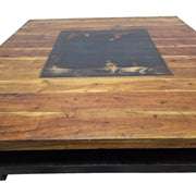 Zen Two-Tier Square Coffee Table with Slate Inlay