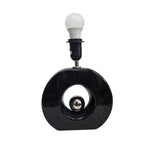 Bold High Gloss Black O Ring Ceramic Table Lamp with Chrome Accent