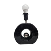 Bold High Gloss Black O Ring Ceramic Table Lamp with Chrome Accent