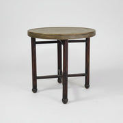 20th Century Ornate Brass Side Table with Fluted Pedestal Legs