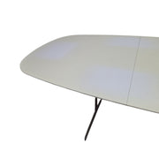 Extendable White Dining Table with Silver Metal Base