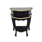 Elegant French Provincial Black & Gold Kidney Side Table