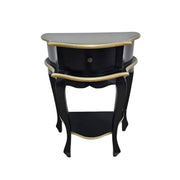 Elegant French Provincial Black & Gold Kidney Side Table