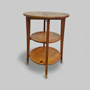 Warm Honey Timber Three-Tier Round Side Table