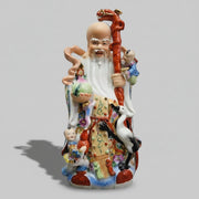 Vintage Famille Rose Porcelain Shou Xing Statue