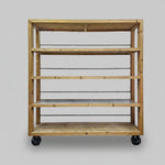 THE One Industrial Style Natural Timber and Iron Rolling Shelving Unit