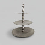 Polished Silver Metal Three Tiered Round High Tea Cake Stand