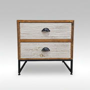 Rustic Industrial Two-Drawer Reclaimed Wood Nightstand