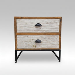 Rustic Industrial Two-Drawer Reclaimed Wood Nightstand