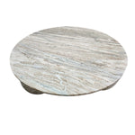 Sculptural Postmodern Round Marble Coffee Table With Spherical Feet