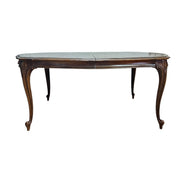 Extravagant French Provincial Extendable Wooden Dining Table and Rattan Chair Set