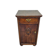 Stately Antique Style Carved Wood Pedestal Side Table Cabinet
