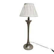 Contemporary Hammered Silver Candlestick style Table Lamp with Pleated White Shade