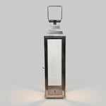 Industrial Style Polished Stainless Steel Tall Glass Lantern