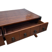Campaign-Style Storage Coffee Table with Eight Drawers