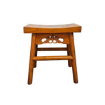 Hand-Painted Floral Oriental Stool with Curved Seat