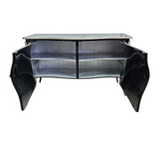Stately Louis XV Style Black Lacquer and Ornate Silver Commode