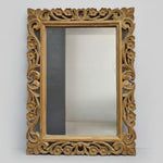 Crate & Barrel Vintage Style Carved Floral Solid Wood Wall Mirror
