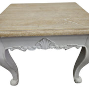 Provincial Scalloped Side Table with Natural Oak Top