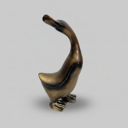 Striking Metallic Bronze Glazed Ceramic Duck Figurine