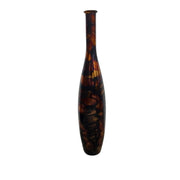 Stately Tortoiseshell Lacquer Tall Glass Floor Vase