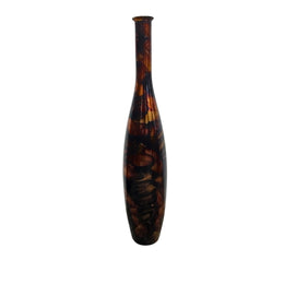Stately Tortoiseshell Lacquer Tall Glass Floor Vase