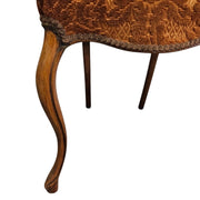 Elegant Victorian Balloon-Back Accent Chair in Warm Damask