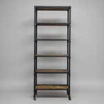 Industrial 6-Tier Reclaimed Wood and Iron Pipe Bookshelf